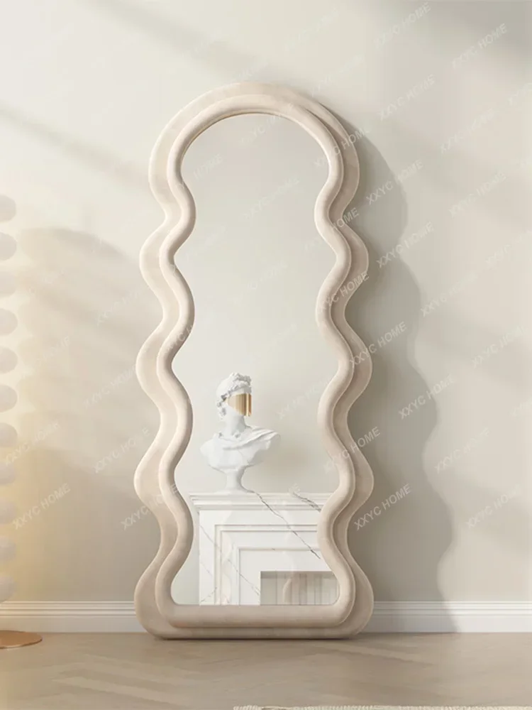 Genuine wave special-shaped full-body full-length floor household fitting mirror girls bedroom mirror