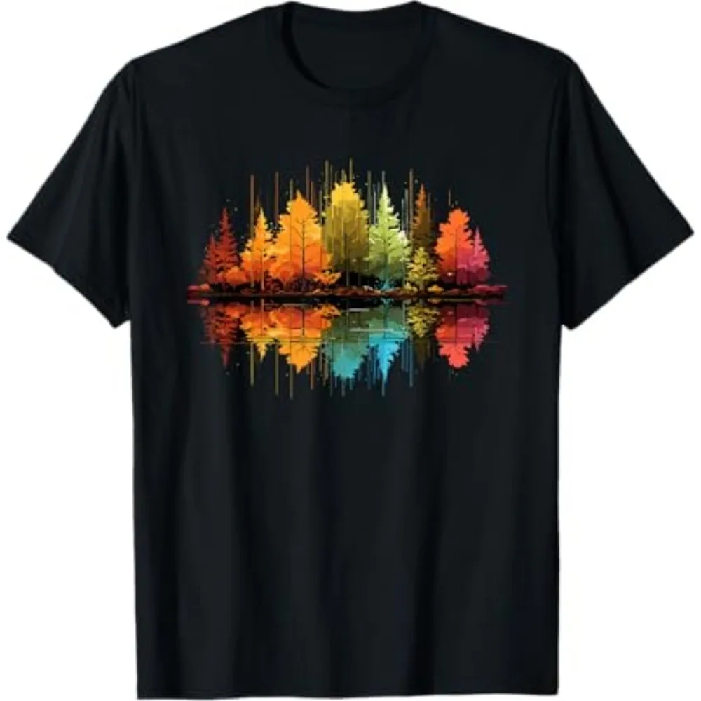 2026New Nature Reflection Forest Trees Outdoor Wildlife Short Sleeved Round Neck Y2k Tshirt Men New in Top & Tees Mens T-Shirt