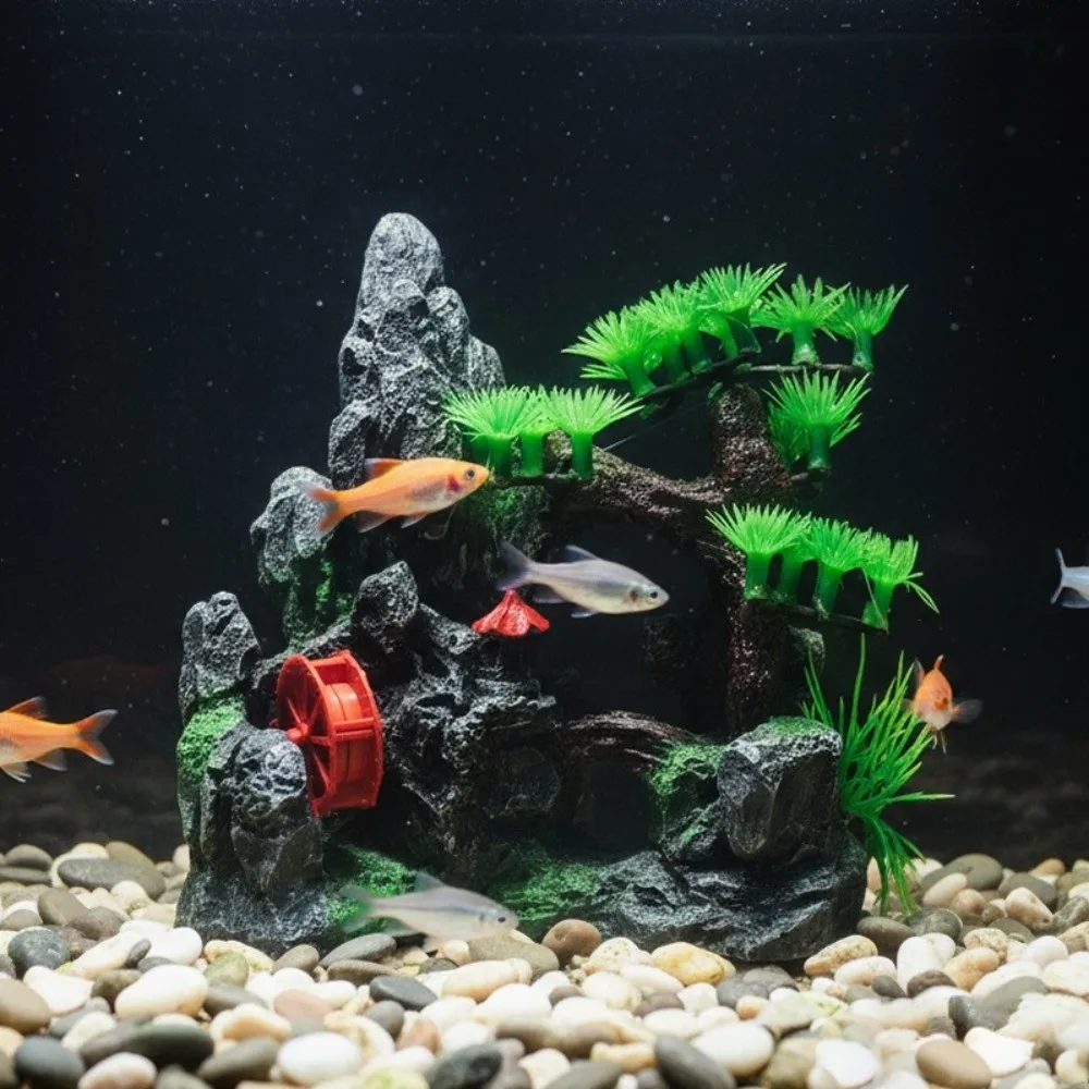 

Creative Simulation Fish Tank Ornament Natural Look Resin Rockery Statue Artificial Retro Aquarium Decoration Landscaping