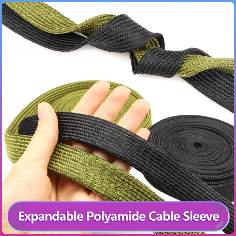 Полиамидная кабельная муфта, черный армейский зеленый 2,5 мм ~ 60 мм, мягкая плотная плетеная изоляционная проволока высокой плотности, защитная оболочка