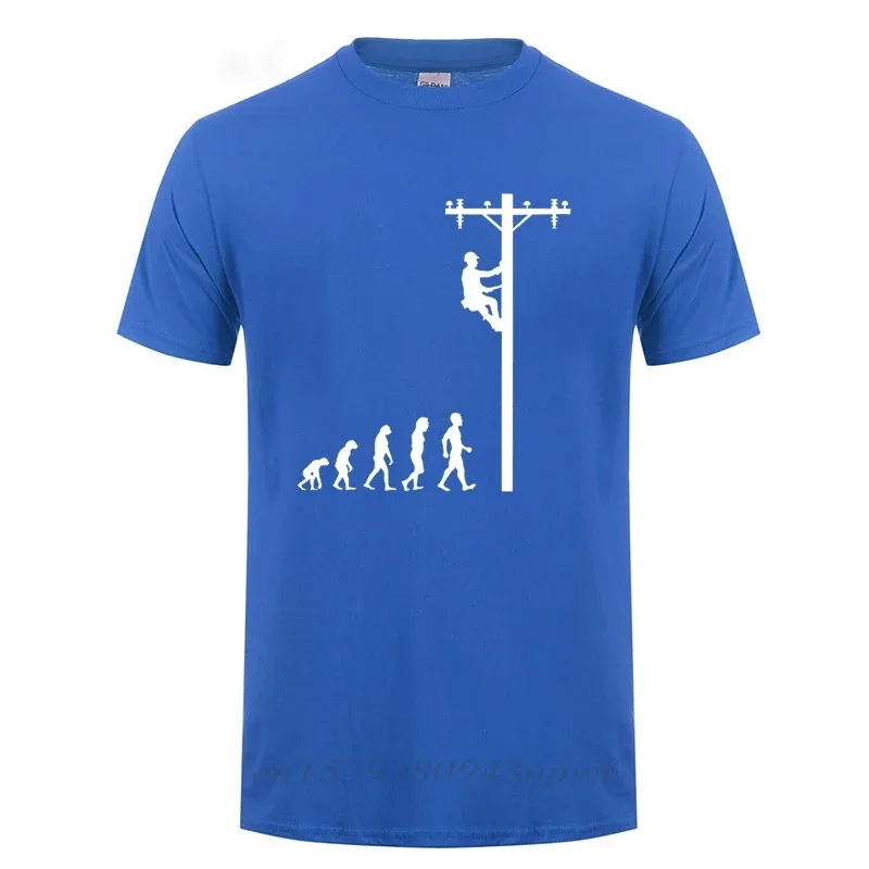 

Evolution Of Lineman T-Shirt Funny Birthday Gift For Electrician Men Dad Papa Father Husband Short Sleeve O Neck Cotton T Shirt
