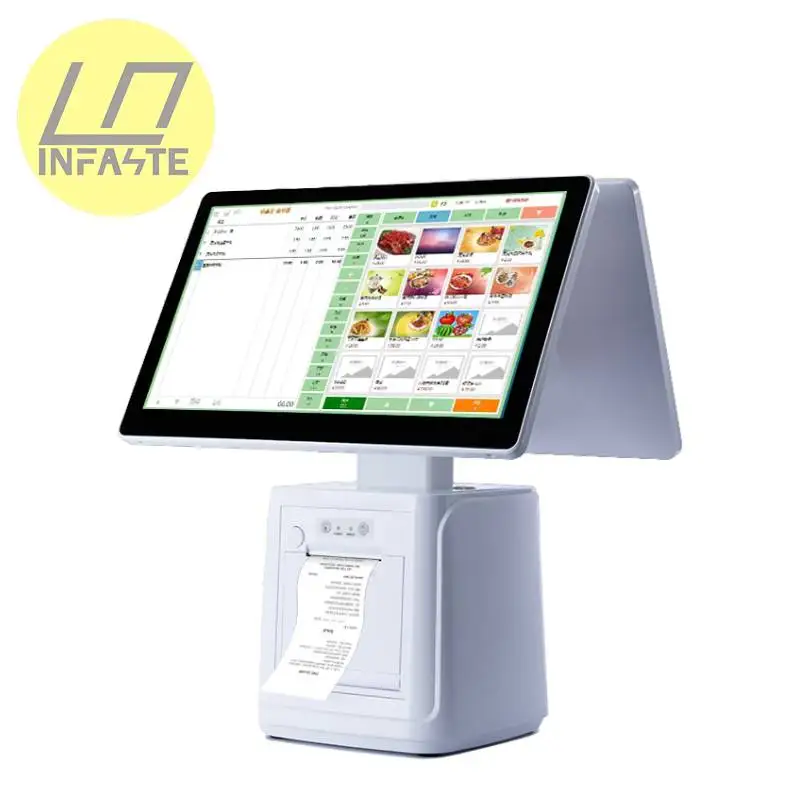 

GMS 15.6+15.6 Single Dual-Screen POS Cash Register Machine for Android/Windows Google Play Rotatable Display NFC QR Code Reader