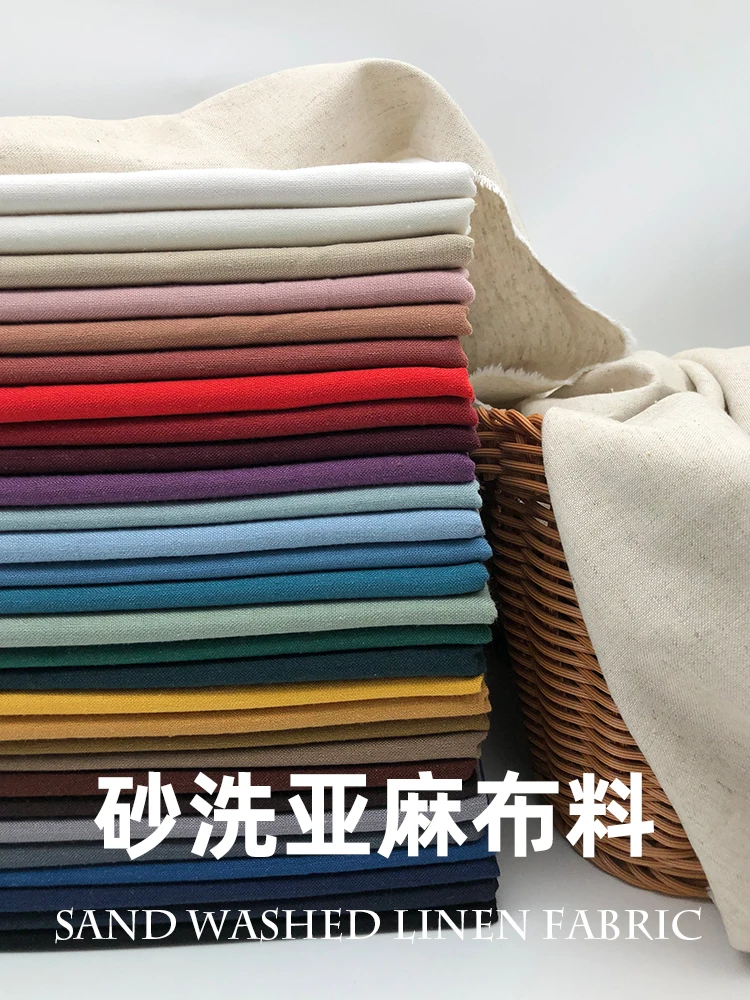 High-grade Linen Fabrics Thin Sandwashed Cotton Casual Suit Dress Shirt Shorts Tea Clothing Ethnic Style Fabrics