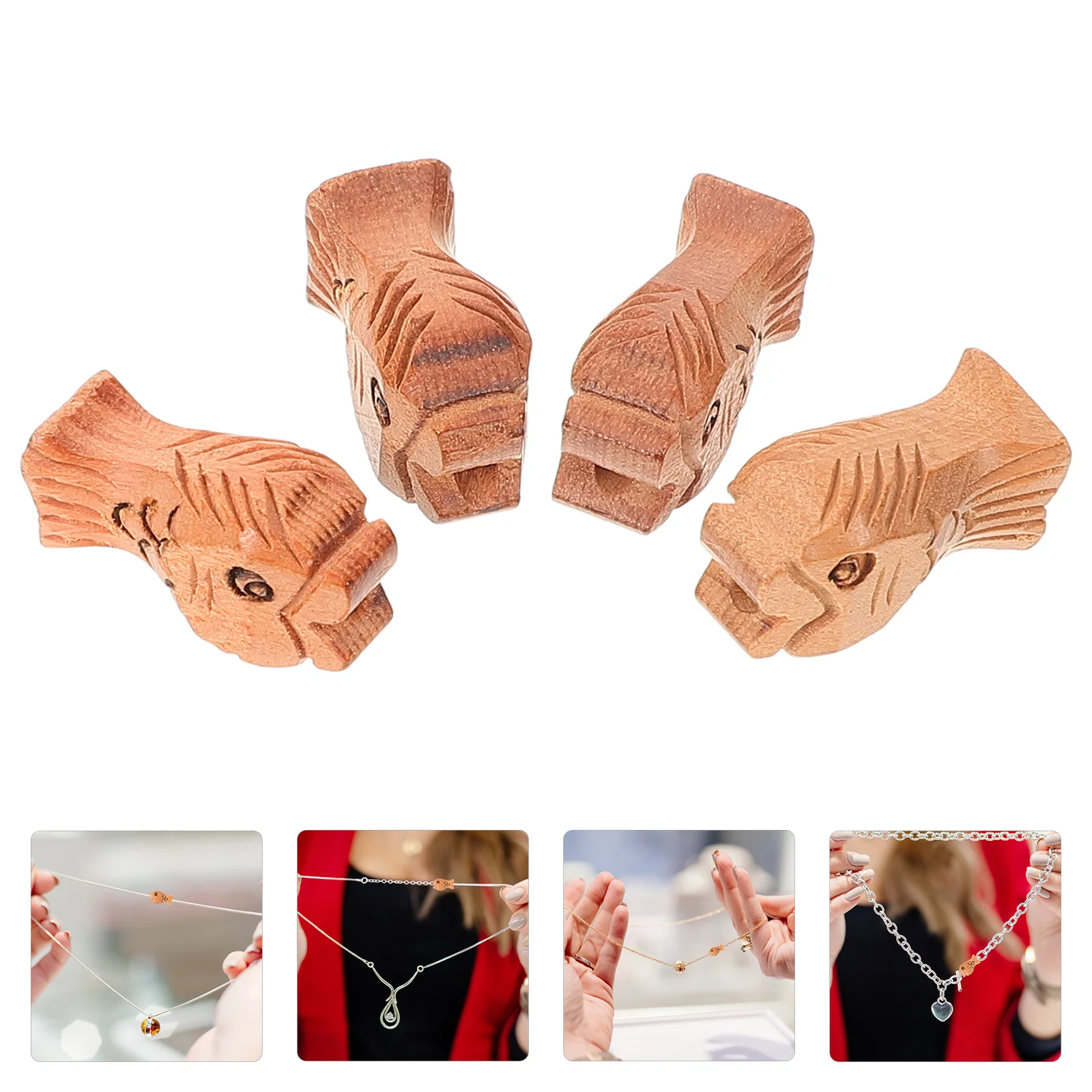 

10Pcs Fish Shape Wood Beads Bulk Carved Decorative Loose Beads for DIY Bracelets Necklaces Jewelry Making Supplies