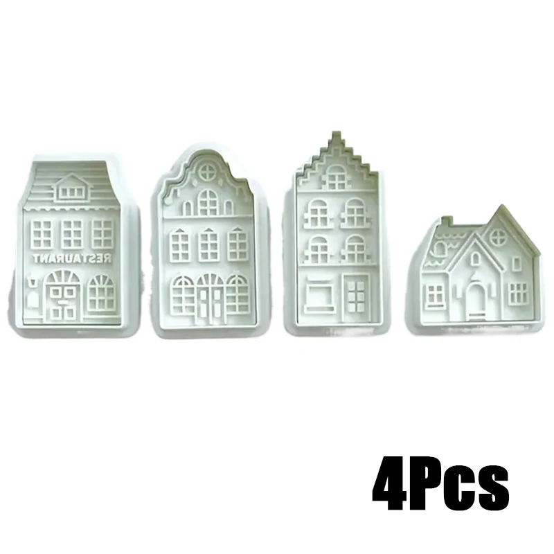 

4Pcs 3D Christmas Cookie Cutters Embosser Stamp Baking Cookie Frame Biscuit Mold Biscuits Accessories Decoration Baking Supplies