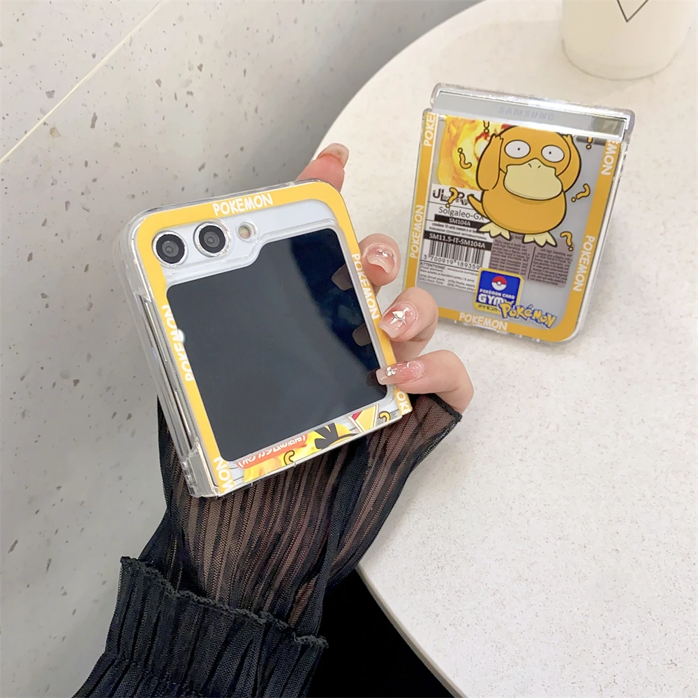 

Милый защитный чехол для телефона «Пикачу» для Samsung Galaxy Z Flip 6 Flip5 Flip4 Flip3 Flip7 FE, акриловый жесткий противоударный чехол