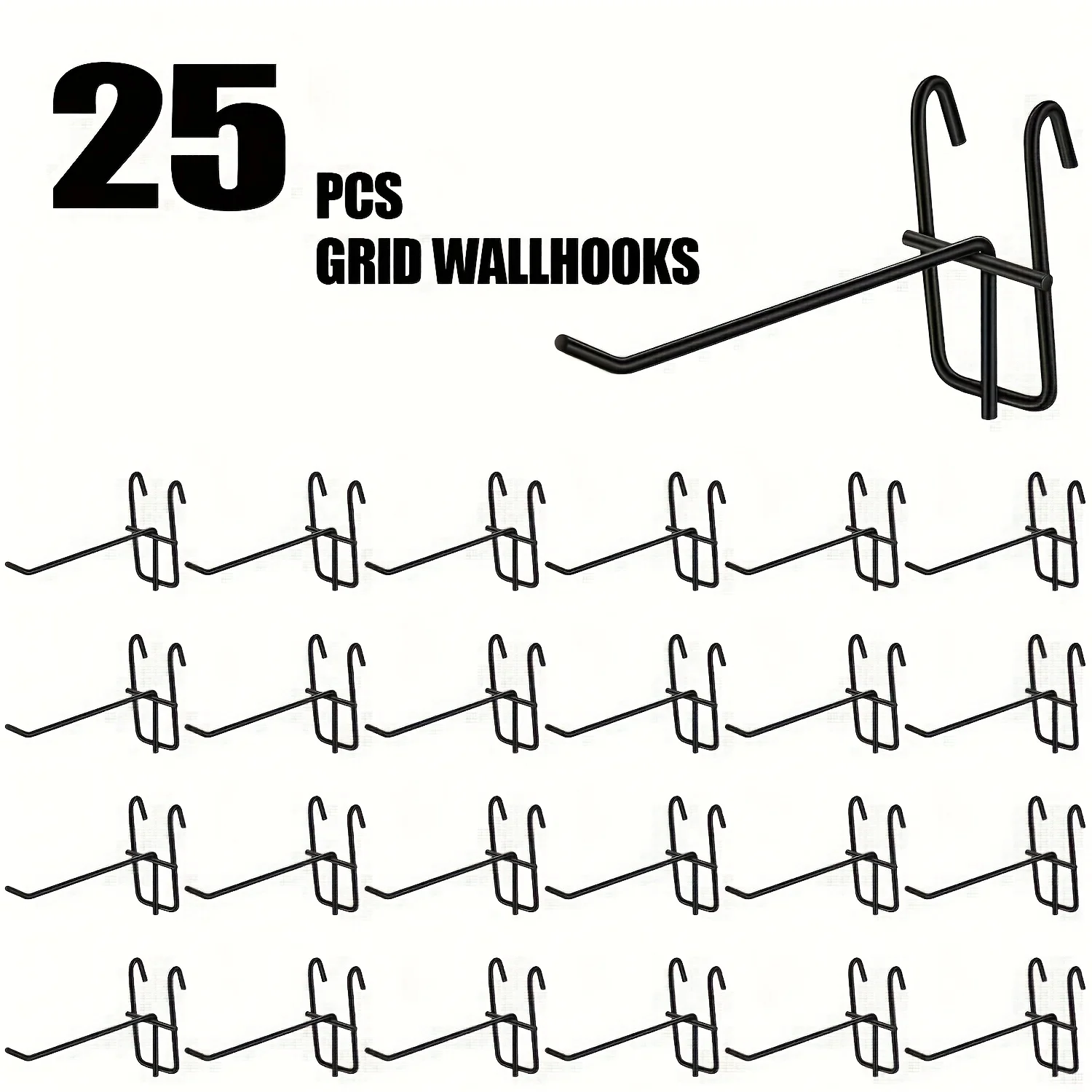 25pcs Metal Grid Wall Hooks - Heavy-Duty Iron Construction, Space-Saving Wall-Mounted Display Shelves for Home Decor