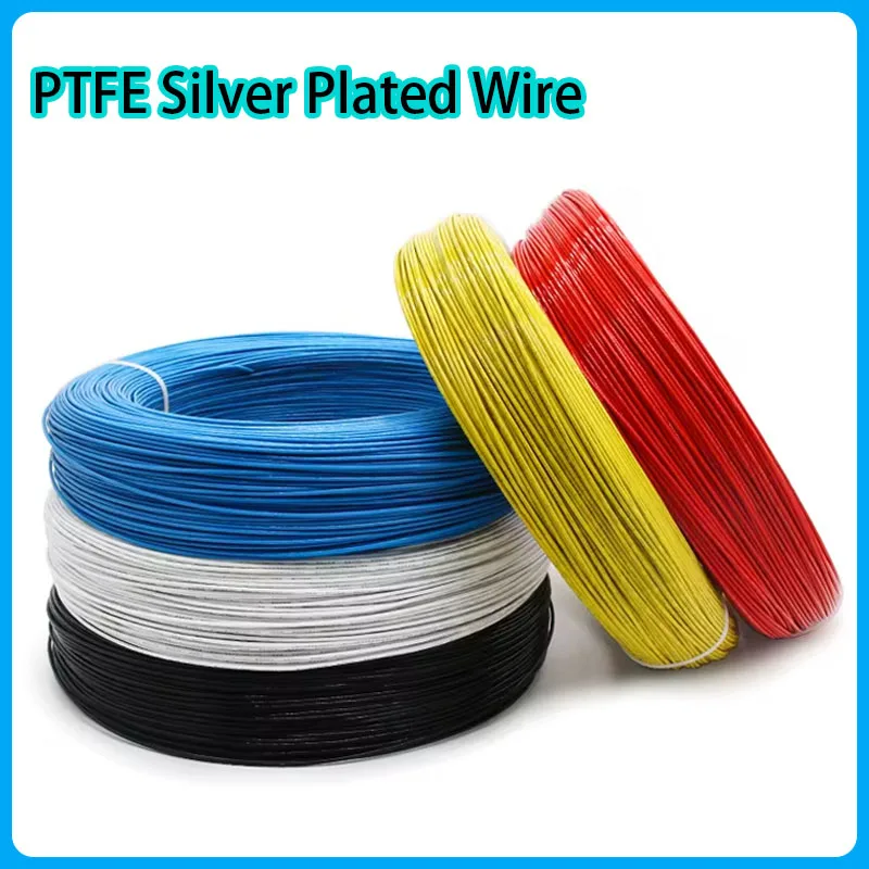 

1/5m PTFE Wire High Purity OFC Silver Plated 30~10 AWG High Purity Electronic HiFi Audio Speaker Headphone Signal Copper Cable