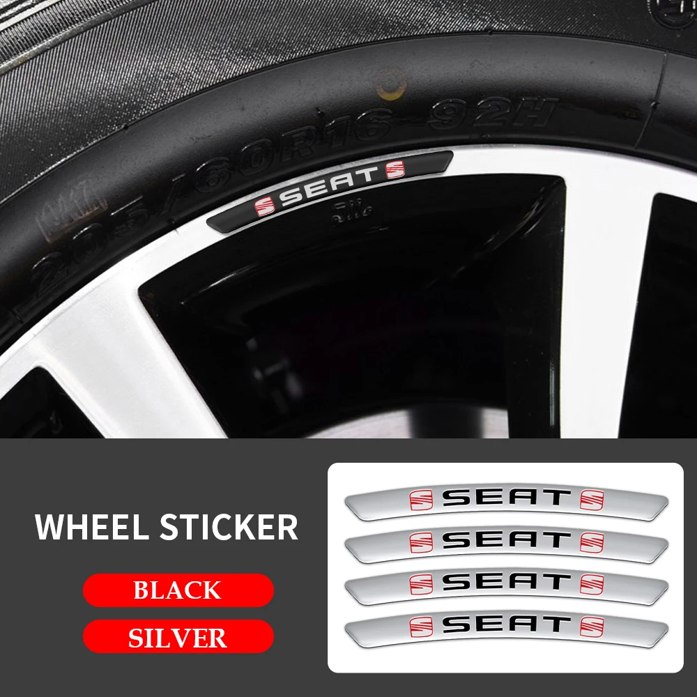 4 piezas de pegatinas de emblema para llantas curvas de coche, para Seat Cupra Tarraco Leon FR Arona Mk1 Mk3 5f Ibiza 6j Ateca Altea