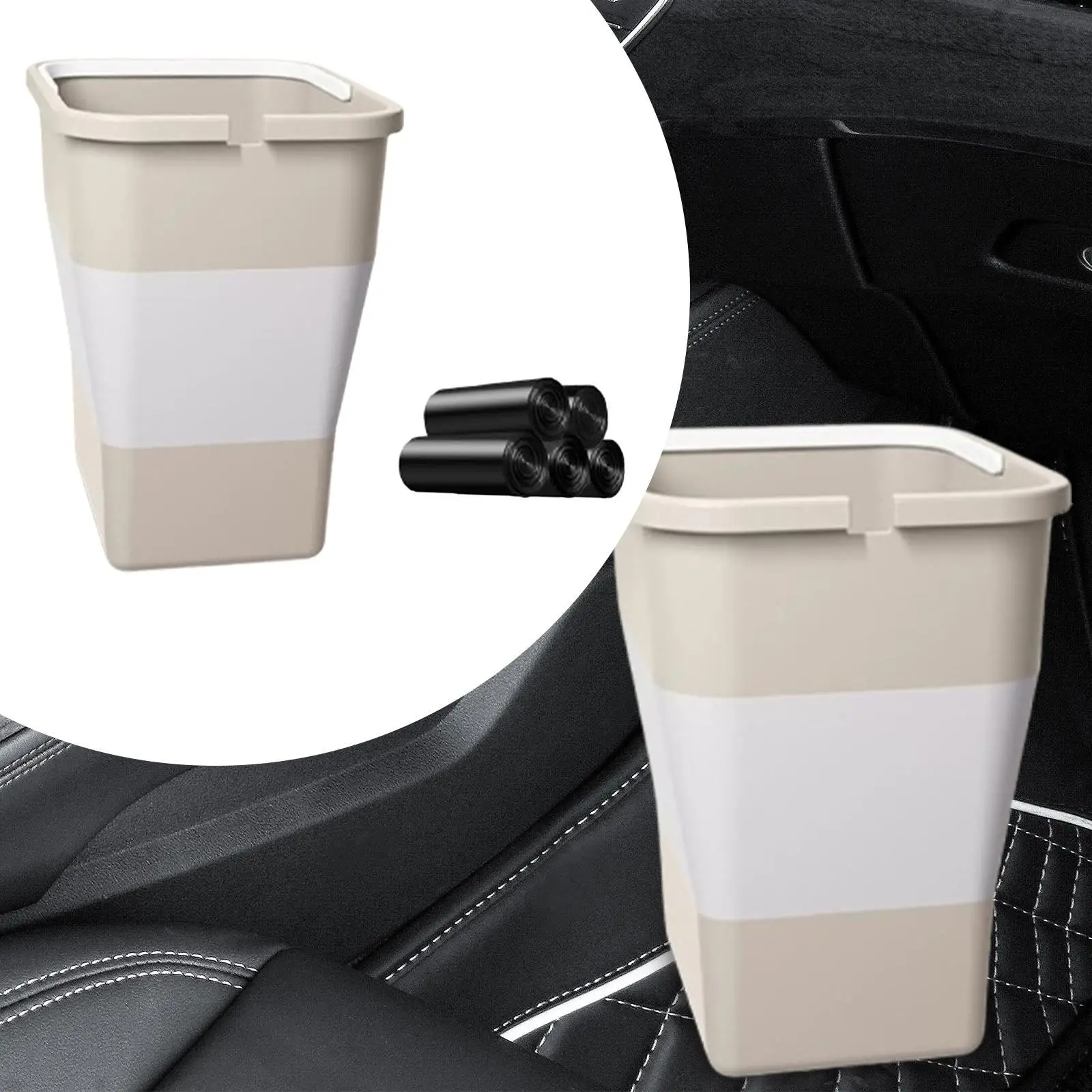 Folding Car Trash Can Garbage Can Home Office Use Multipurpose Trash Bin Wastepaper Basket Storage Organizer for Cabinet Door