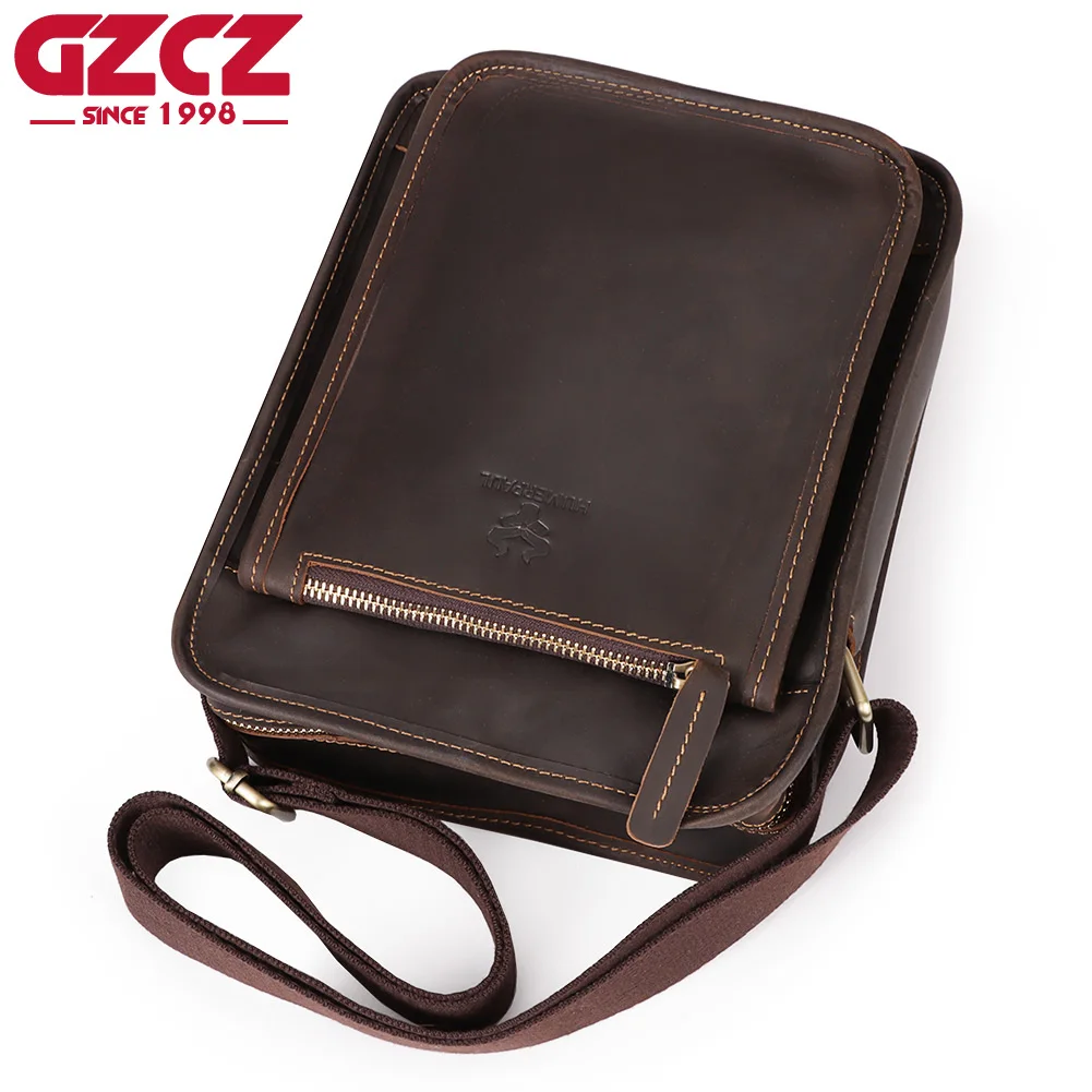 GZCZ Luxurious Shoulder Bag Vintage Sling Bags Men's Crossbody Pack For Leather Classic Work Multifunctional Senior Handbag