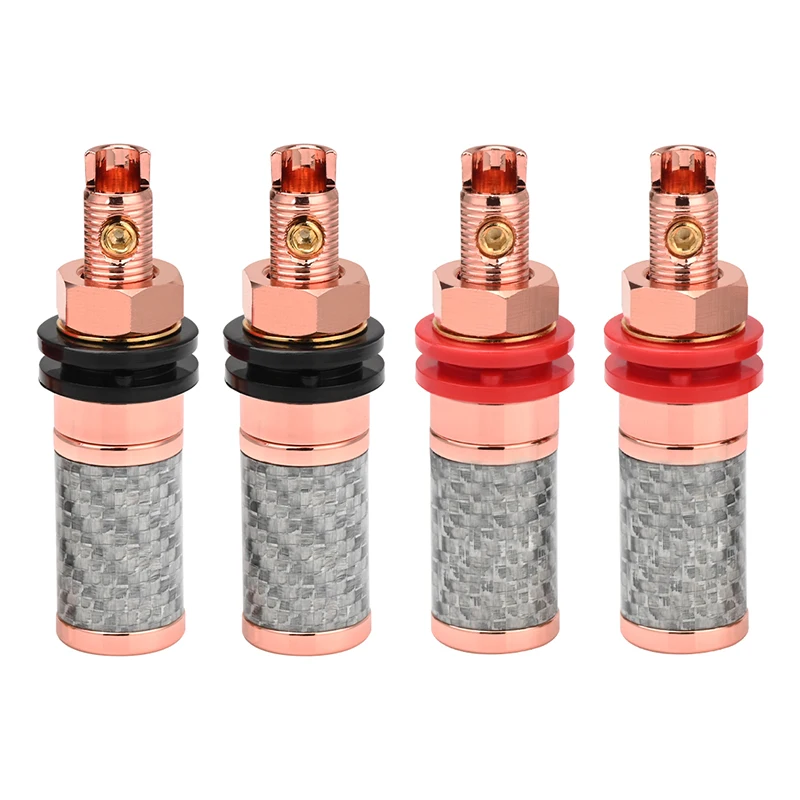 ATAUDIO 4PCS Carbon Fiber Lila Kupfer Bindung Terminals Hallo-end Post Audio Lautsprecher Terminal Solderless Lautsprecher Zubehör DIY Audio 4