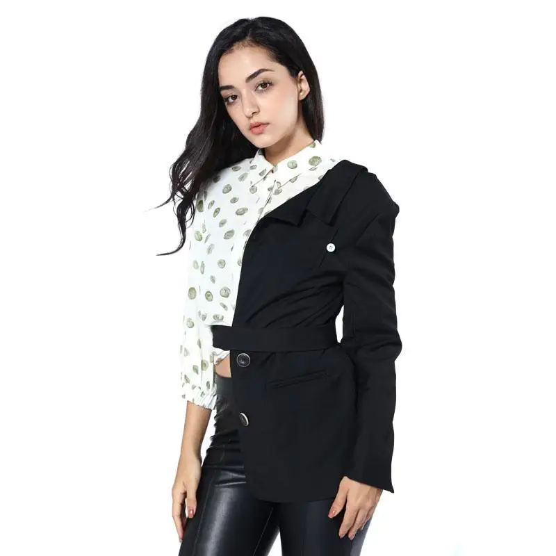 TANNT Women Coat Blazer Black Half Asymetrical Blazer Jackets Special Designer Blazer Irregular Long Sleeve Personality 2023 New