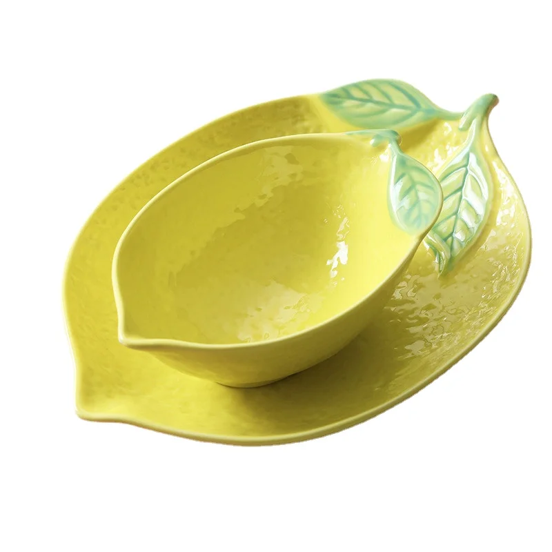 

Lemon shaped plate ceramic dish plate rice bowl cute bowl household tableware personalized breakfast dinner plates kitchenware