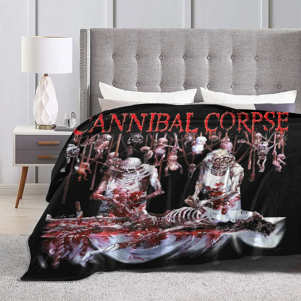 Cannibal Corpse Heavy Metal Band Merch Blankets, Throw Blanket Fleece Bed, acogedor, súper cálido, ropa de cama para sofá