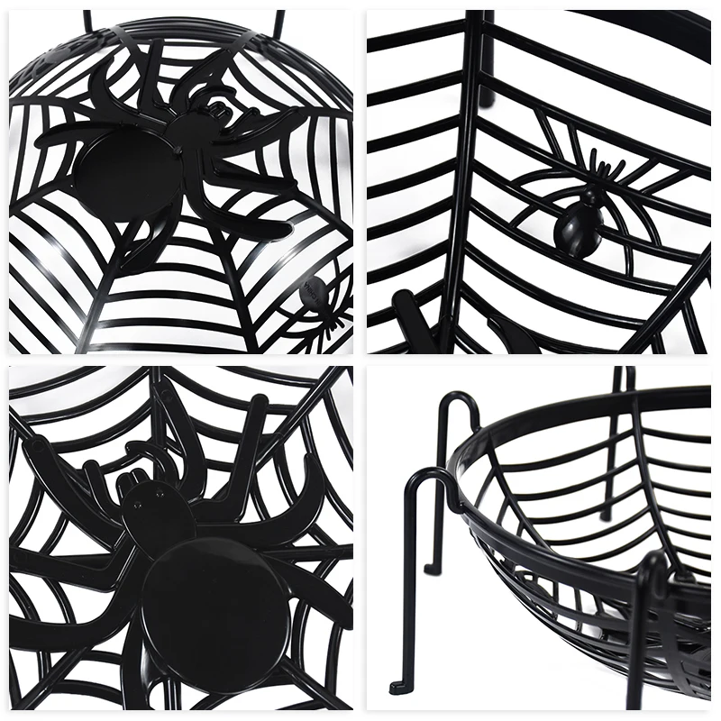 Halloween Plastic Spider Candy Basket Cake Cookie Fruit Plate Tray Festival Party Decoration Horror Props Kids Birthday Favors