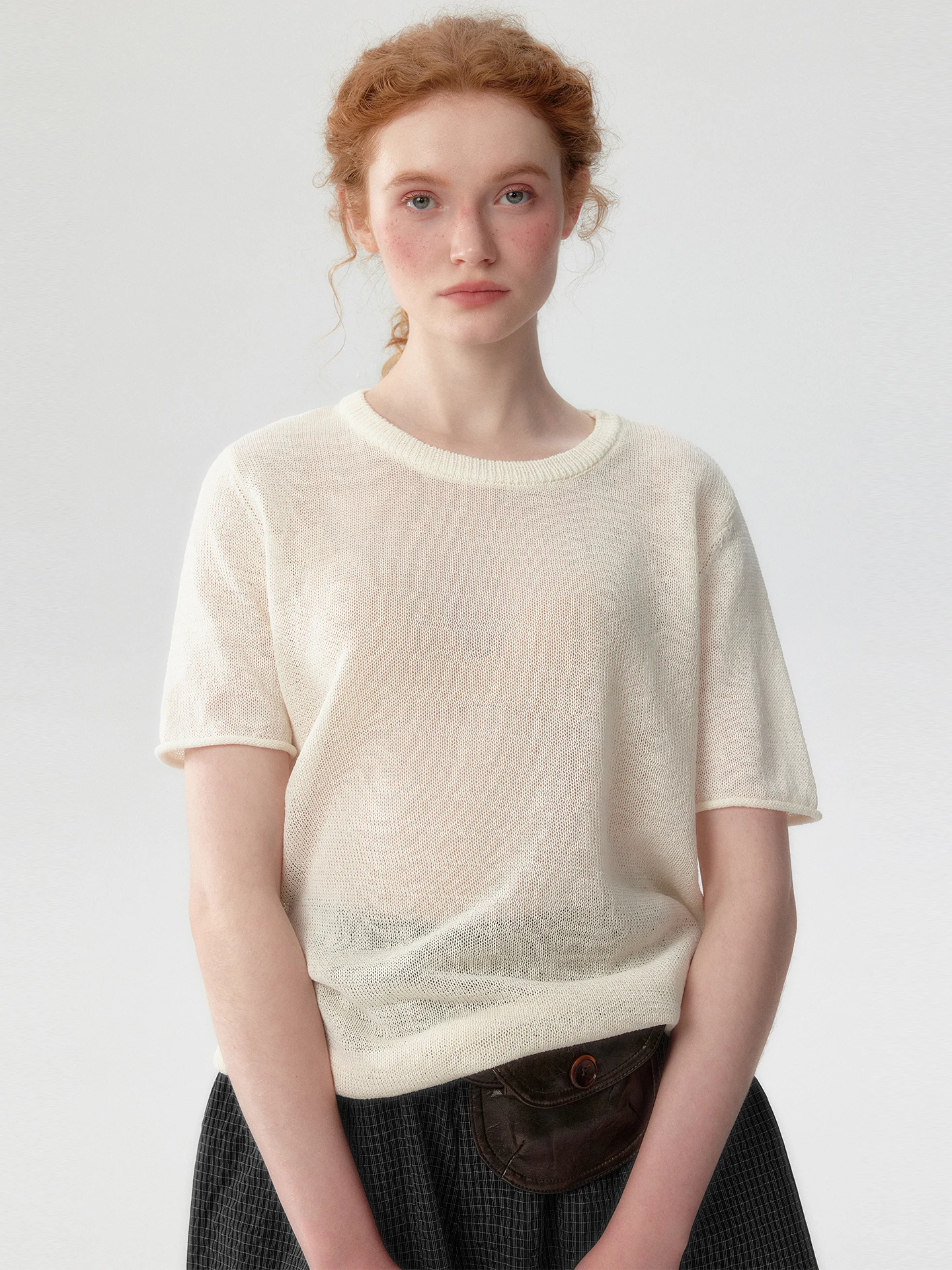  plus Gentle Refreshing Combed Cotton Knitted Short Sleeve round Neck T-Shirt Women Summer Thin Breathable Top