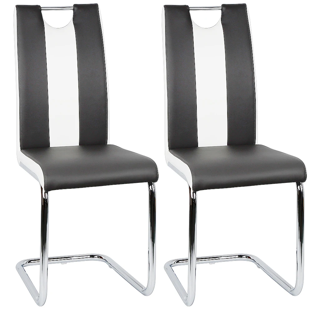 Lot de 2 Chaises de Salle à Manger - Style Contemporain - L 43 x P 58 cm - Blanc Beige / Noir Blanc / Gris Blanc / Gris Clair Blanc