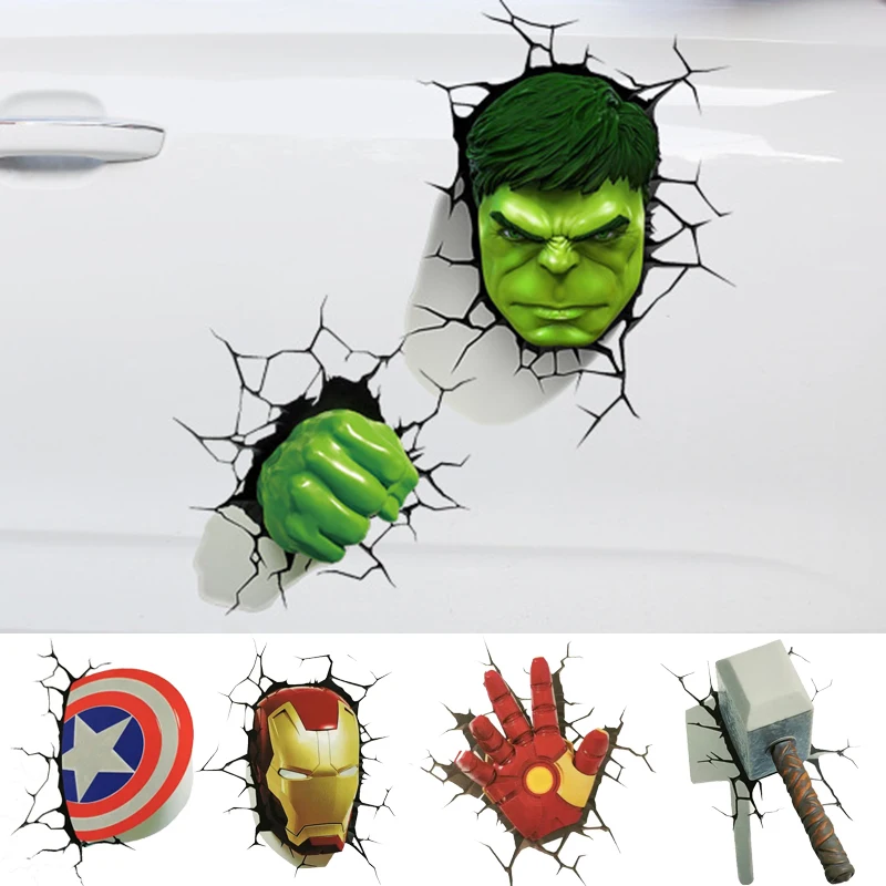 Adesivo de Vinil Personalizado Marvel: Homem de Ferro, Capitão América, Hulk, Homem-Aranha - Decalque Refletivo para Para-choque de Carro e Janela de Moto