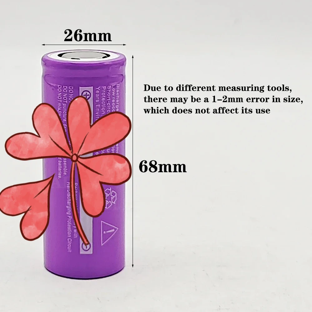 

3,7 В 8800 В 26650 литий-ионная аккумуляторная батарея 50 А, подходит для светодиодных фонариков