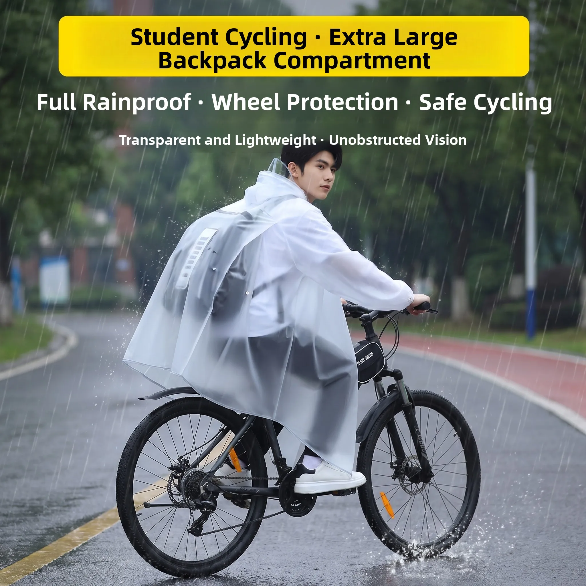 

Modern Minimalist Bicycle Raincoat Long Version Full Body Waterproof for School Cycling Men's New Model Bicycle Rain Poncho