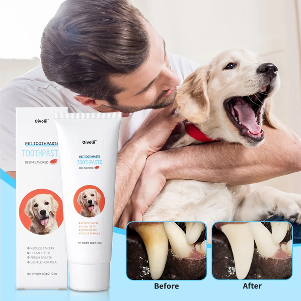 Beef Flavored Pet Toothpaste for Dogs & Cats Gentle Oral Care Formula Reduces Tartar Daily Use Freshens Breath Favorite with Bee