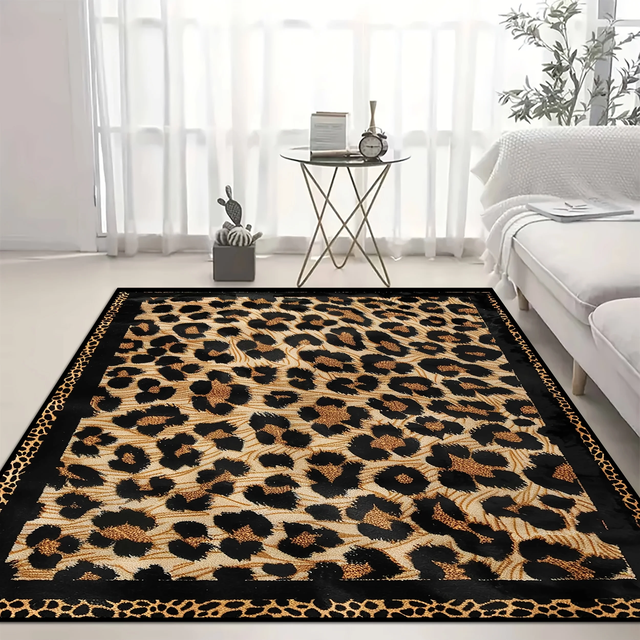 VIKAMA a Retro Leopard Print Design Large Carpet for Living Room Bedroom Bedside Rug Sofa Floor Mat Home Decor Entrance Doormat