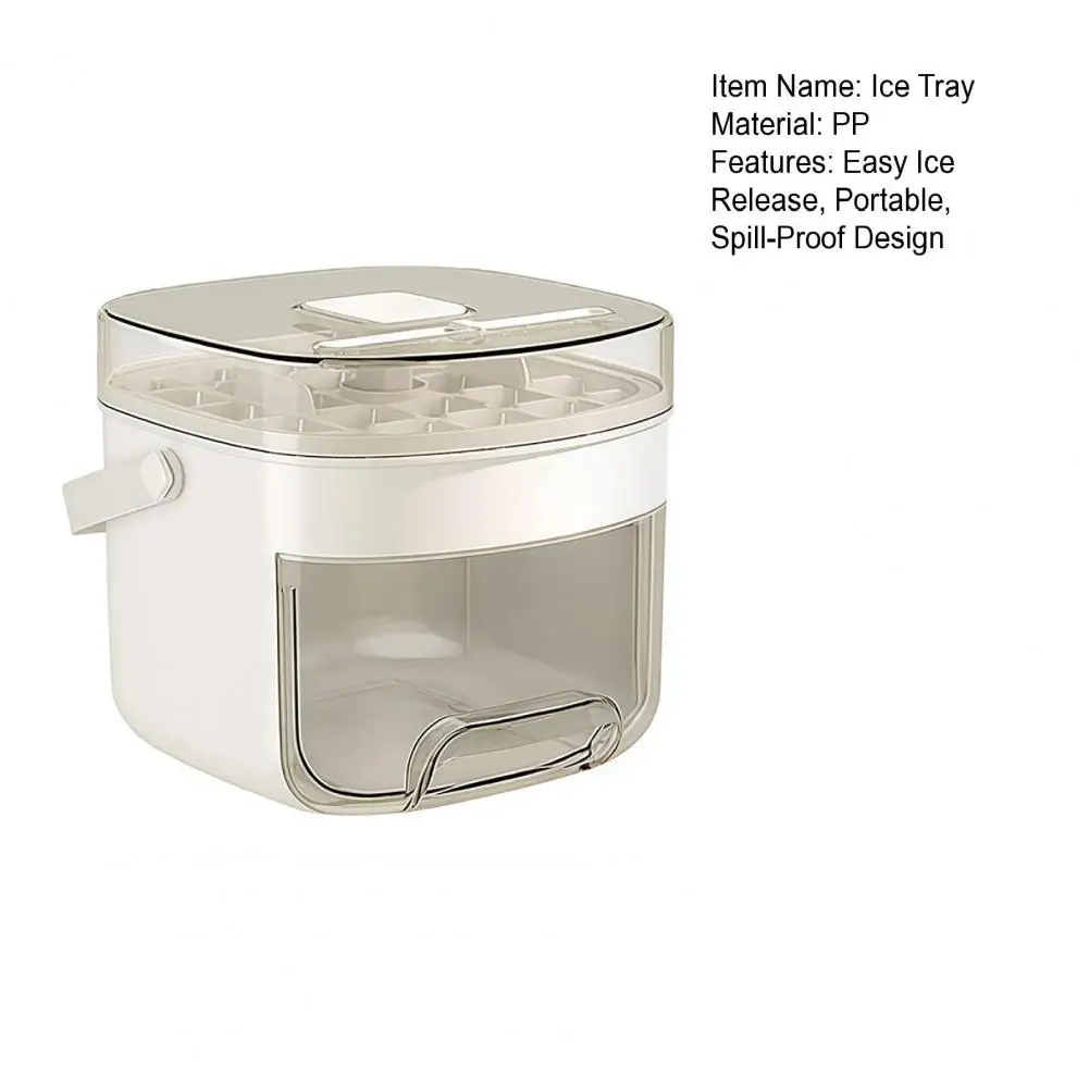 2-in-1 Press-Release Ice Cube Tray With Storage Bin 48-Cavity Double-Layer Ice Maker Ice Storage Container For Home Camping