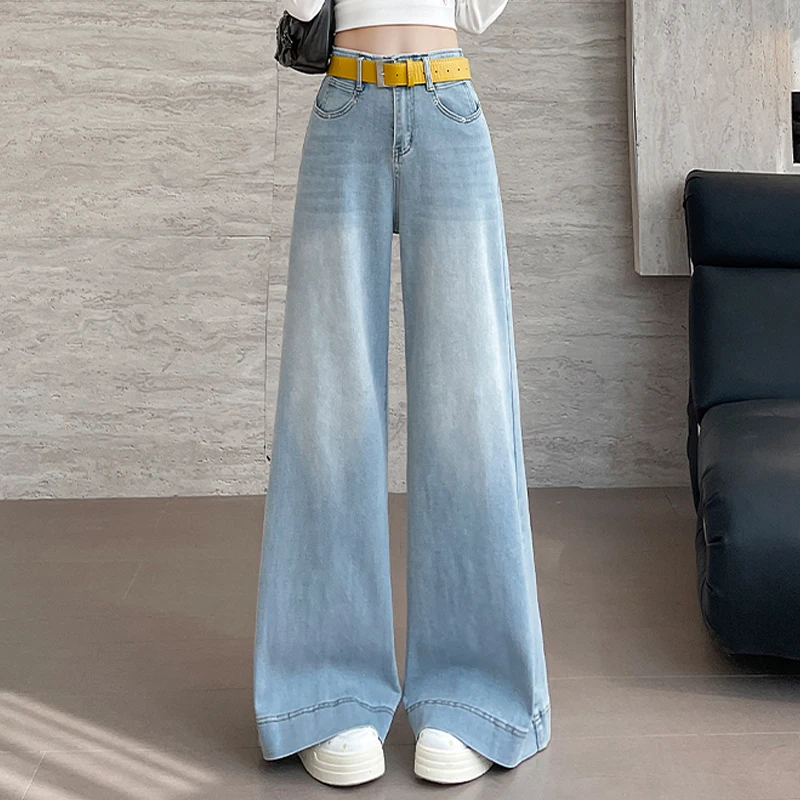 Zomermode dames witte jeans casual hoge taille baggy jeans elegante dames wijde pijpen broek broek vintage kleding