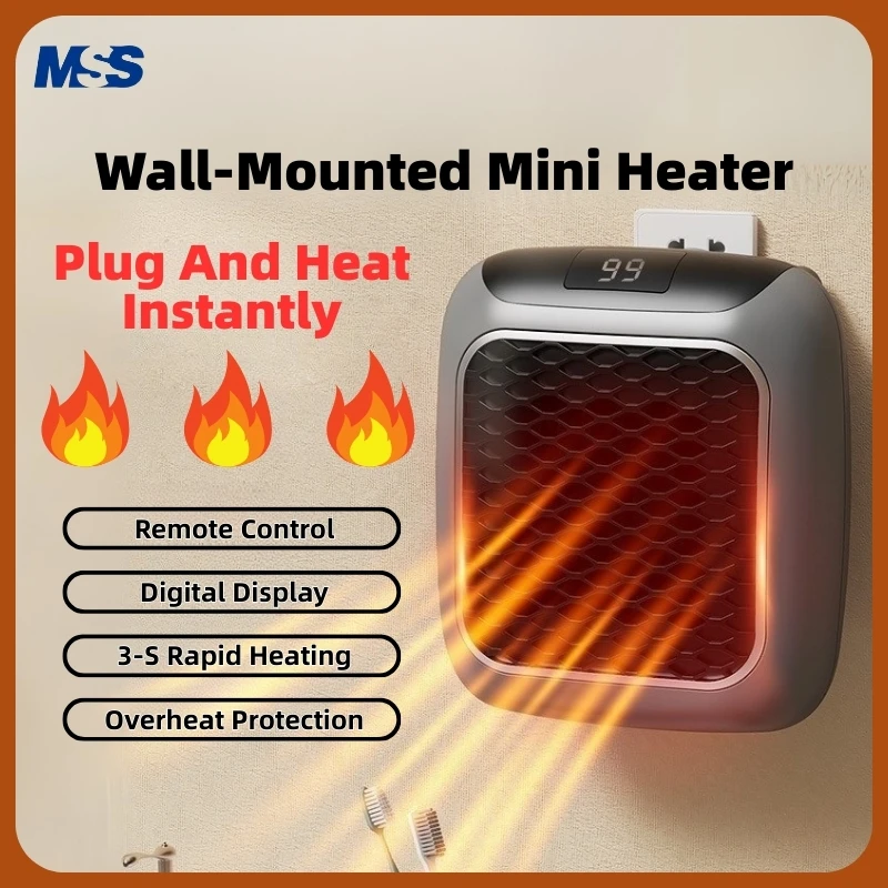 

800 Вт подключаемый обогреватель, настенный обогреватель для дома, ванной комнаты, спальни, обогревающее устройство с дистанционным управлением