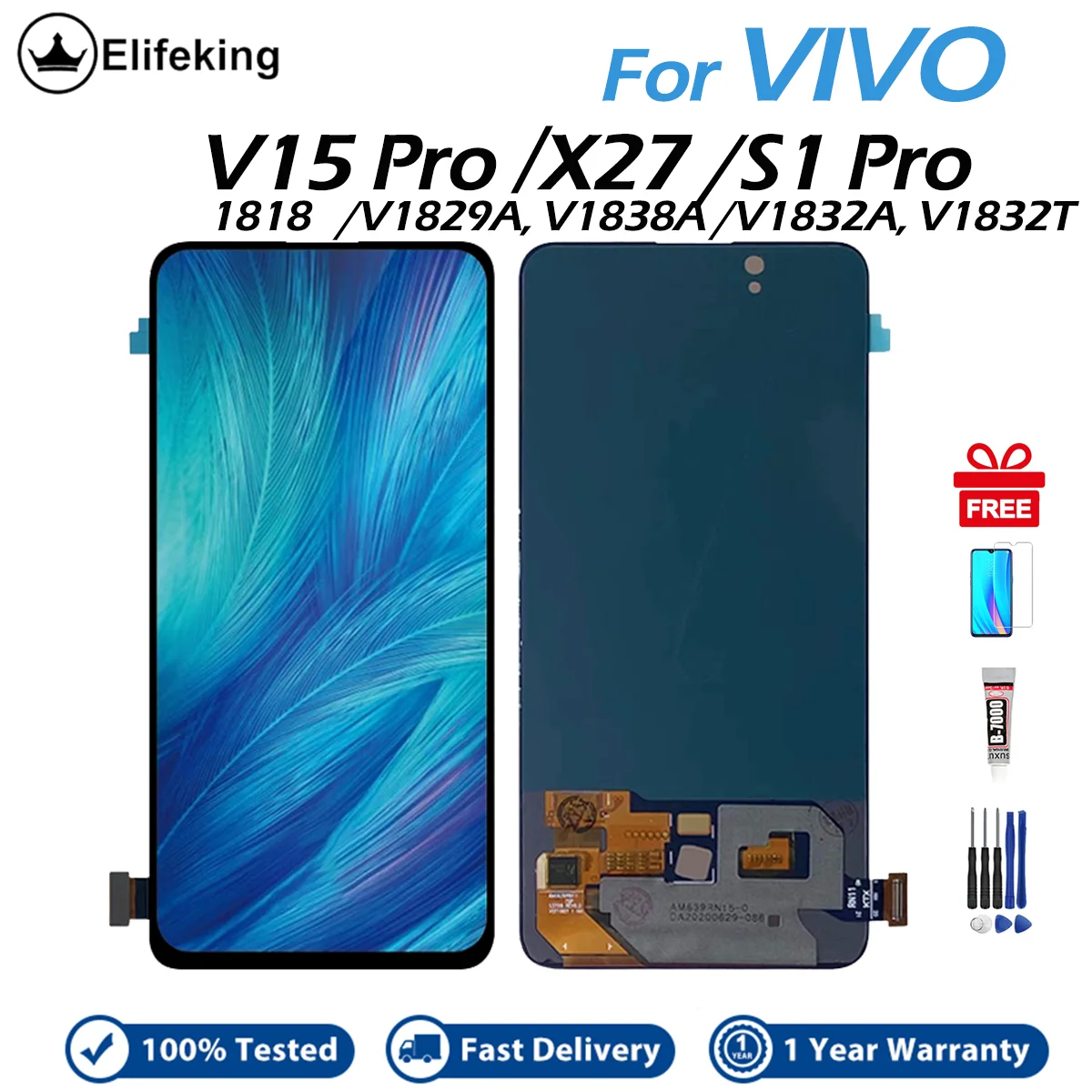 LCD do Vivo V15 Pro X27 S1 Pro V1832A V1832T Wyświetlacz Ekran dotykowy Digitizer Wymiana 100% czesankowa Brak martwych pikseli