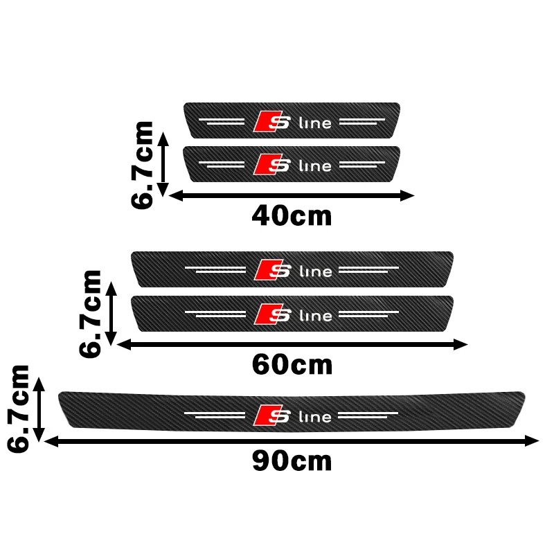 Car Door Sill Scuff Plate Decor Carbon Fiber Stickers For Audi A7 A8 Q1 Q2 Sline TT A1 A2 A3 A4 A5 A6 Q3 Q4 Q5 Q6 Q7 Q8 TT S3 S view 3