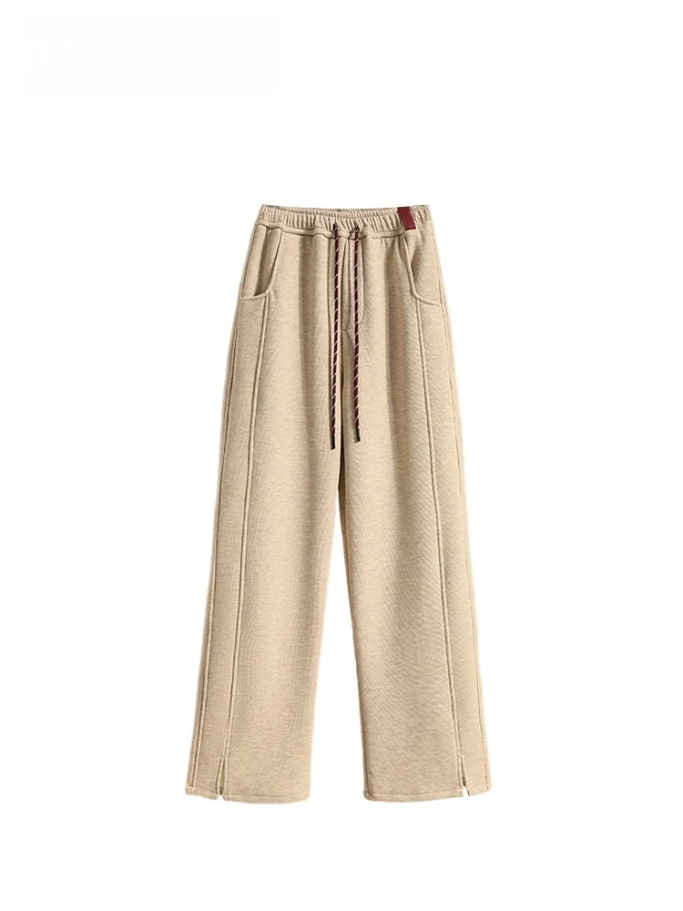 

High Waist Fce Lined Straight Leg Pants for Women plus Size Pear aped Body Versatile Loose Trousers Spring Season