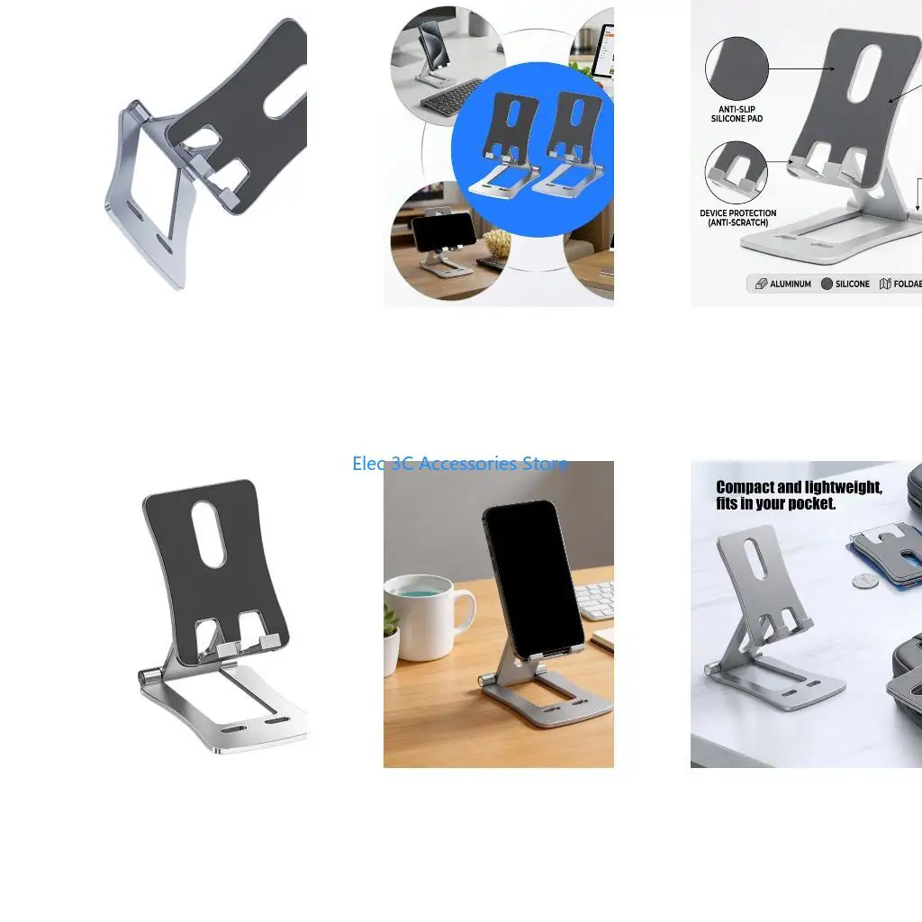 Y51A Adjustable Foldable Aluminum Holder With Anti Slip Base For Smartphones Tablets Gaming Devices