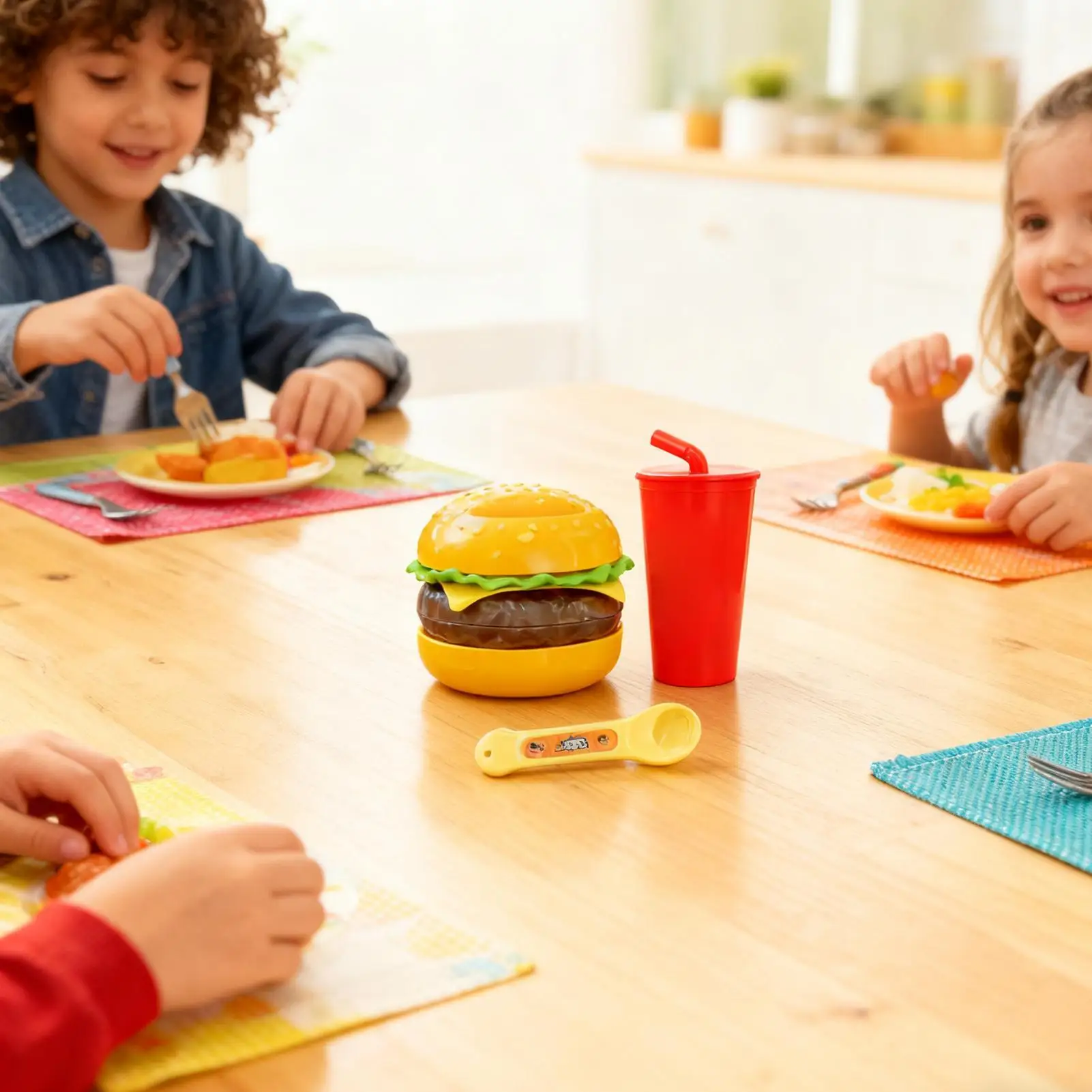 Jogar comida sensorial interativa acessórios de cozinha elástico fingir jogar conjunto de comida rápida para o jardim de infância pré-escolar sala de aula casa