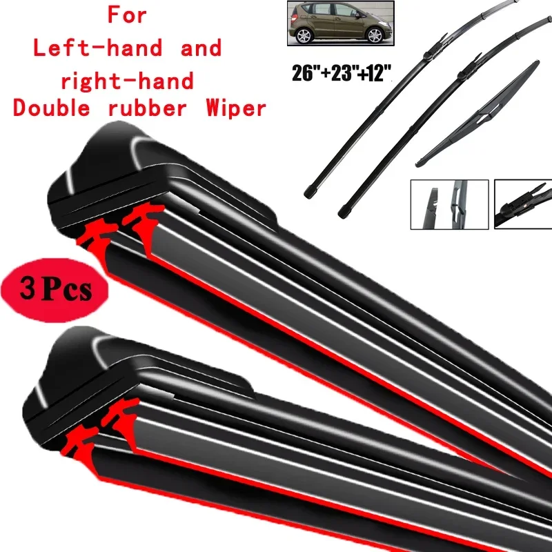 

Car Wiper Front & Rear Wiper Blades Set For Mercedes-Benz A-class B-class W169 W245 Windshield Windscreen Window 26"+23"+12"