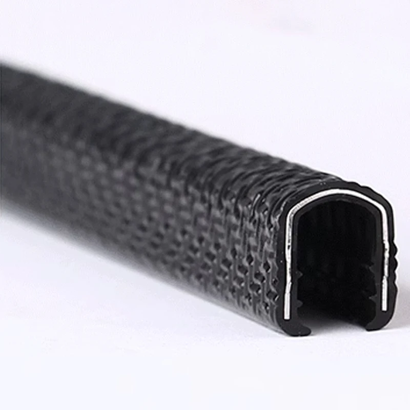 Picture 3: 1M Black U-Shaped Skeleton Sealing Strip Rubber Sealing Strip Car Door Protector Edge Anti Scratch Strip H: 8~19mm W:7~18mm