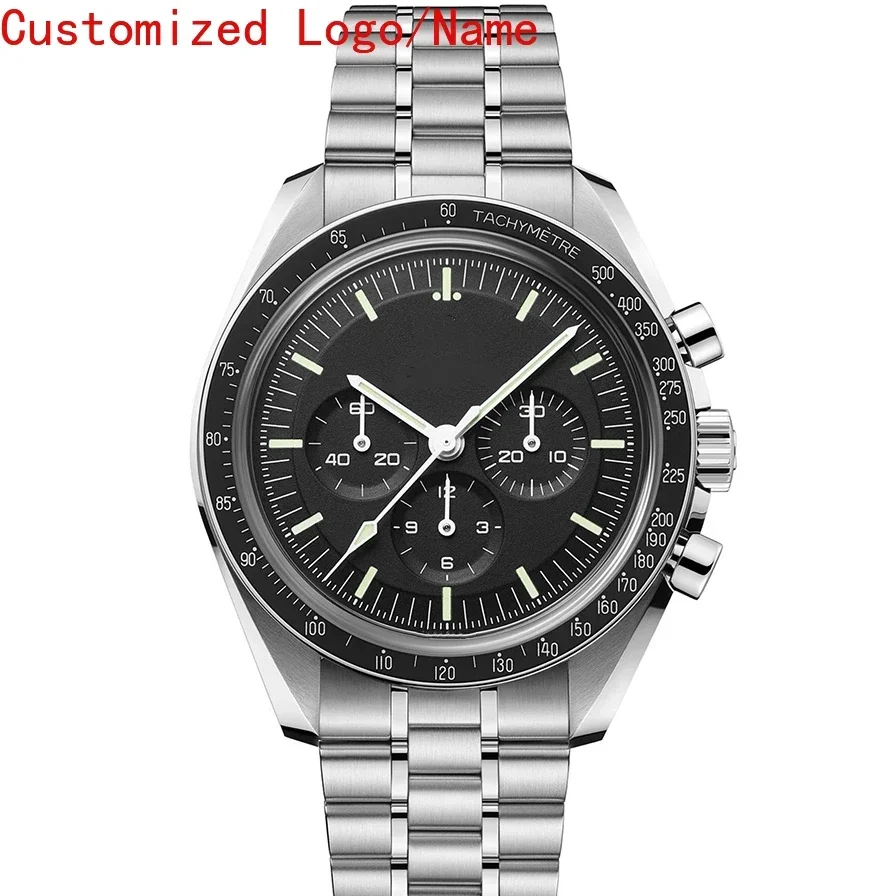 مضيئة السيراميك الرجال التلقائي ساعة ميكانيكية سرعة أسود أبيض جلدية الرياضة الساعات الفاخرة تخصيص الياقوت 42 مللي متر #1