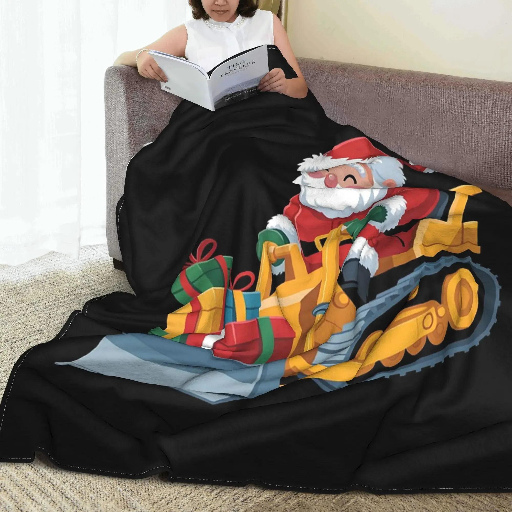 Santa's Winter Wonderland Christmas Blanket Multi-function Flannel Throw Blanket for Home Bedroom Office Throws Bedspread Quilt
