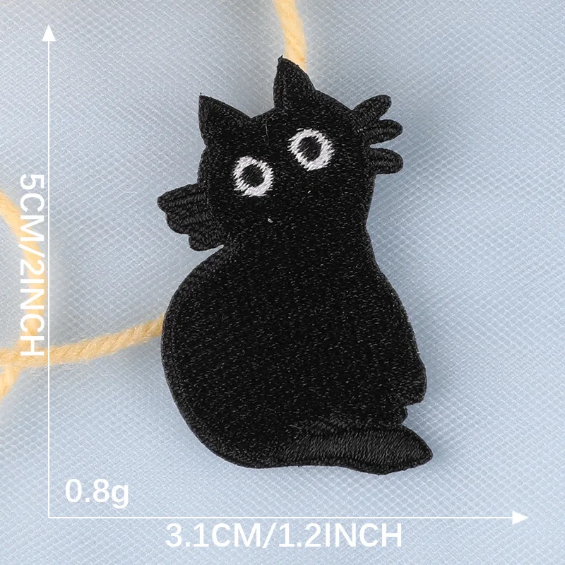 Cartoon Black Cat Badge Patches for Clothing Logo Accessories Decorative Patch Stickers DIY Embroidered Applications for Sewing