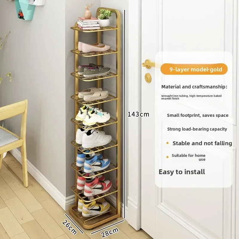 Exquisite Wrought Iron Shoe Rack, Simple Multi-layer Dust-proof Shoe Cabinet, Narrow And Mical Corner Shoe Rack In Dormitory