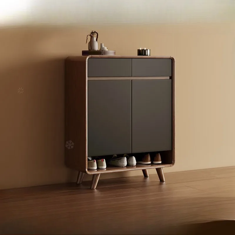 

Solid wood entrance cabinet at the home door New Chinese entrance living room storage cabinet