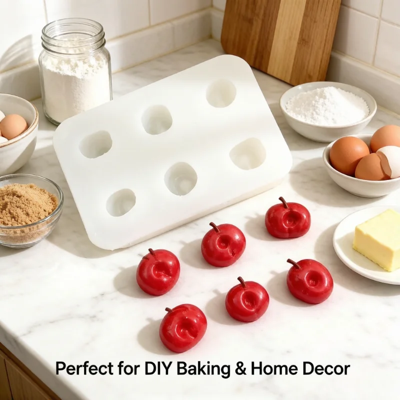 1PC 3D Cherry Silicone Mold, DIY Baking Cake Decor, Clay Gypsum Candle Making Tool, Home Decor