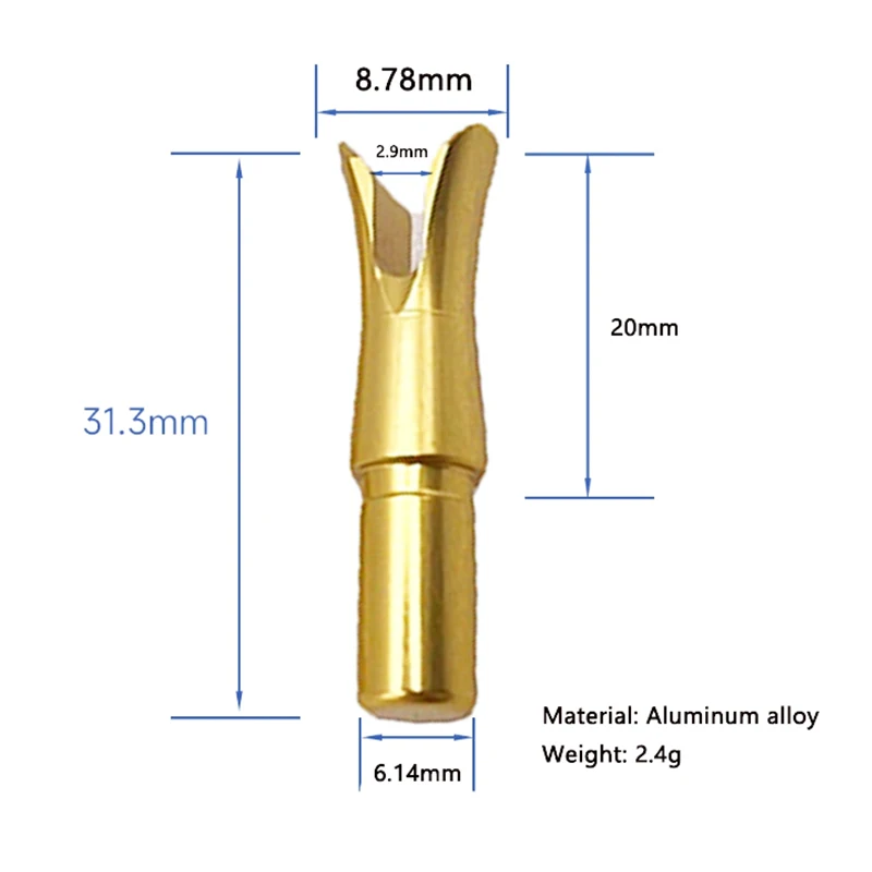 12pcs ID 6.2mm Aluminum Alloy Insert Arrow Nock For Archery Shooting Accessory