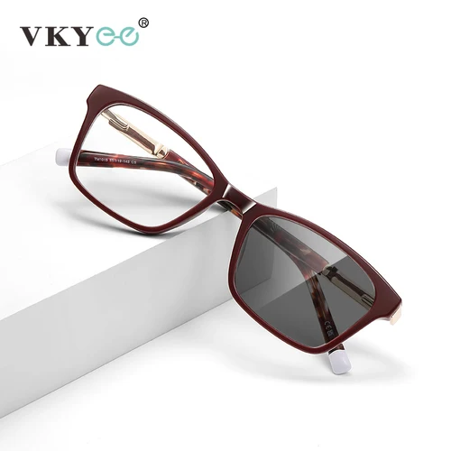 VKYEE, gafas clásicas simples geométricas con montura cuadrada, gafas antiluz azul para hombres y mujeres, prescripción fotocromática personalizable