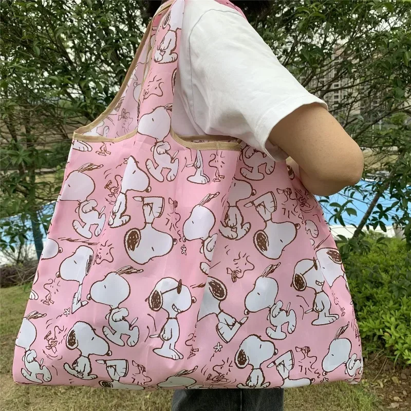 

Snoopy Eco-friendly Bag Cartoon Supermarket Grocery Bag Good Quality Waterproof Shopping Bags Folding Portable Shoulder Pocket