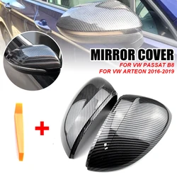 Carbon Mirror Cover Caps for VW Passat B8 Arteon 2016 2017 2018 2019 Side Mirror Cap Housing