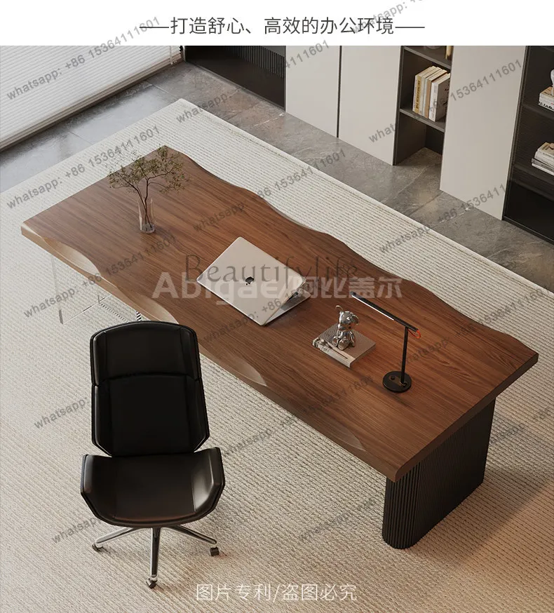 

Italian light luxury solid wood home computer desk high-end designer acrylic boss desk