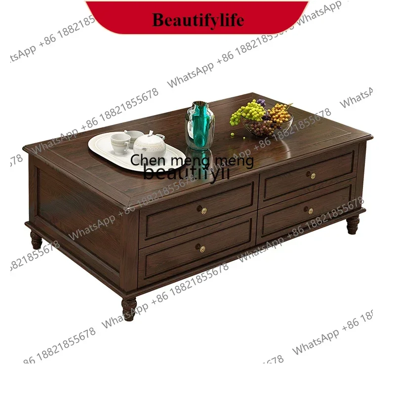 

G153 American Ash Solid Wood Coffee Table TV Cabinet Combination Modern Minimalist Living Room Long Leg Rectangular Coffee Tabl