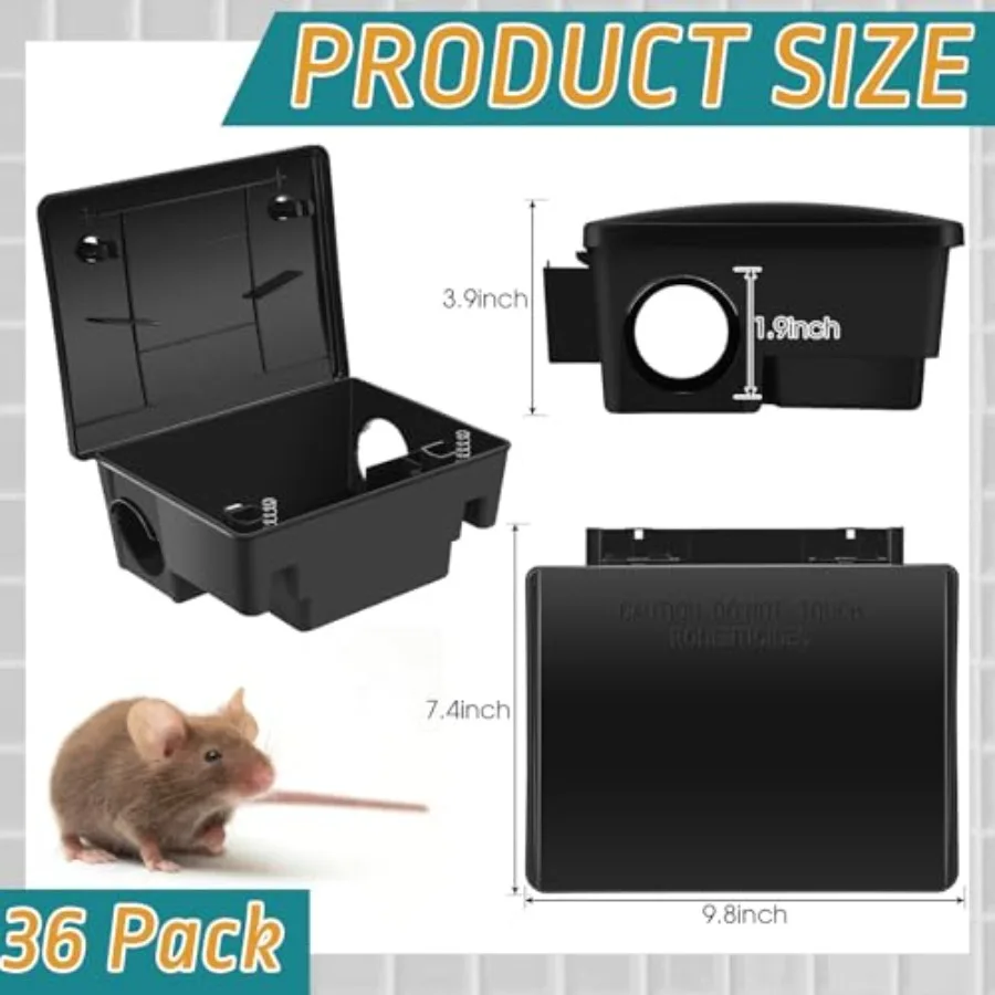 Outdoor/indoor rat bait stations, durable plastic, gray, 12-pack with keys for secure rodent control and child/pet safety